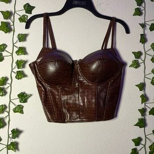 Brown Leather Corset Top